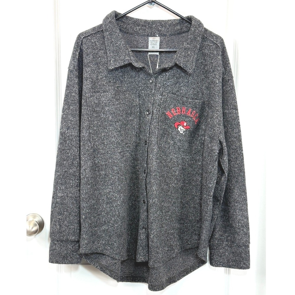 NEW Gameday Couture Nebraska Huskers XL Shacket Black Gameday Overshirt NCAA